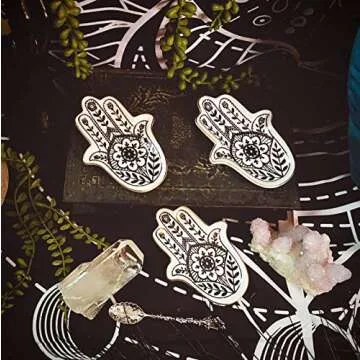 MADE BY LUCKY Jewelry Trinket Ring Dish Ceramic Hamsa Evil Eye Hand of Fatima Holder Key Ashtary Trinket Plate Bowl Small Boho Home Decorative Cute Decor Jewelry Tray Dish Gift Mom Brithday