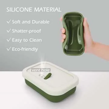 AIDIMMING Silicone Enhanced Leak Proof Travel Soap Case, Vented Shampoo Bar Holder, Large Bar Soap Box, Portable Soap Dish with Draining Layer, Keep Soap Dry (Offwhite& Green)