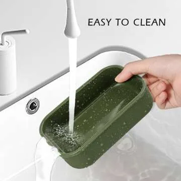 AIDIMMING Silicone Enhanced Leak Proof Travel Soap Case, Vented Shampoo Bar Holder, Large Bar Soap Box, Portable Soap Dish with Draining Layer, Keep Soap Dry (Offwhite& Green)