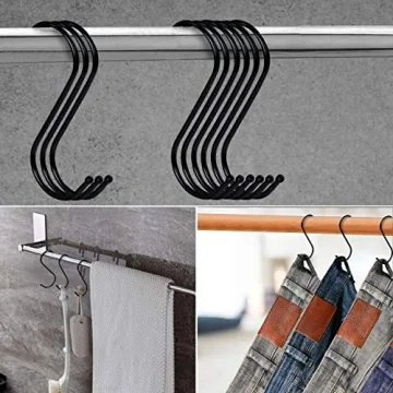 Remzley Heavy Duty Black S Hooks 30 Pack for Organizing