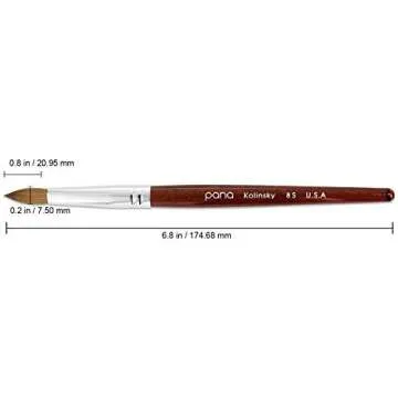 PANA Pure Kolinsky Hair Bristles Acrylic Nail Brush Oval Crimped Shaped Mahogany Wood Handle Profess...