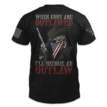 Outlaw T-Shirt Patriotic Tribute Tee | American Pride Veteran Support Shirt | 100% Cotton Military A...