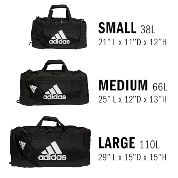 adidas Unisex Adult Defender 4.0 Duffel, Durable Athletic Sports Gym Travel Bag for Men and Women, Black/White, Small (38 L)
