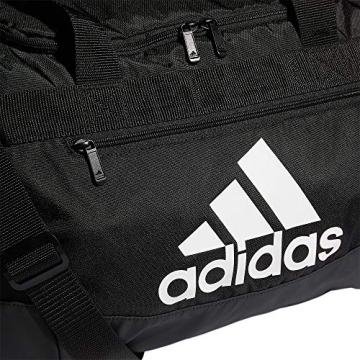 adidas Unisex Adult Defender 4.0 Duffel, Durable Athletic Sports Gym Travel Bag for Men and Women, Black/White, Small (38 L)