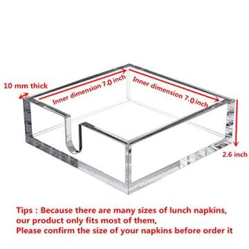 CY craft Acrylic Lunch Napkin Holder,Table Top Decorative Napkin Tray for Dining Table and Kitchen,C...