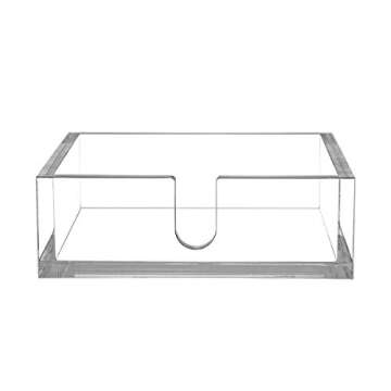 CY craft Acrylic Lunch Napkin Holder,Table Top Decorative Napkin Tray for Dining Table and Kitchen,Clear Luncheon Napkin Holder Tissue Dispenser, Horizontal Display,7.1 x 7.1 x 2.6 inches