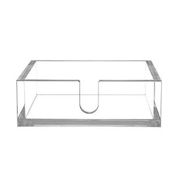 CY craft Acrylic Lunch Napkin Holder,Table Top Decorative Napkin Tray for Dining Table and Kitchen,Clear Luncheon Napkin Holder Tissue Dispenser, Horizontal Display,7.1 x 7.1 x 2.6 inches