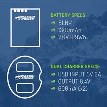 Wasabi Power Battery 2-Pack & USB Charger for Olympus