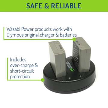 Wasabi Power Battery 2-Pack & USB Charger for Olympus