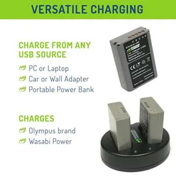 Wasabi Power Battery 2-Pack & USB Charger for Olympus