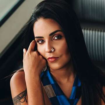 Sanfenly 9Pcs Dangle Nose Rings Hoops for Women Men 20G Stainless Steel Nose Piercing Jewelry Pink CZ Heart Moon Butterfly Dangling Nose Hoops Gold, Silver Tone