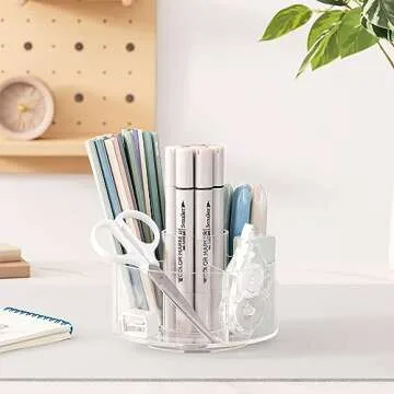 HBlife 360-Degree Acrylic Pen Holder - 5 Slots Organizer