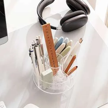HBlife 360-Degree Acrylic Pen Holder - 5 Slots Organizer