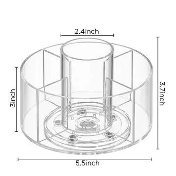 HBlife 360-Degree Acrylic Pen Holder - 5 Slots Organizer