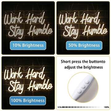 NOSUN Work Hard Stay Humble Neon Sign for Motivational Decor