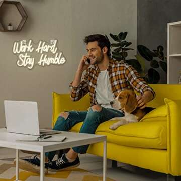 NOSUN Work Hard Stay Humble Neon Sign for Motivational Decor