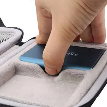 BOVKE 2-in-1 Carrying Case Compatible with Samsung T5 T3 T1 Portable 250GB 500GB 1TB 2TB SSD USB 3.1 Type C Hard Drive External Solid State Drives, Black