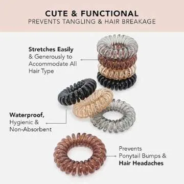Kitsch Spiral Hair Ties No Damage 8pc for Women