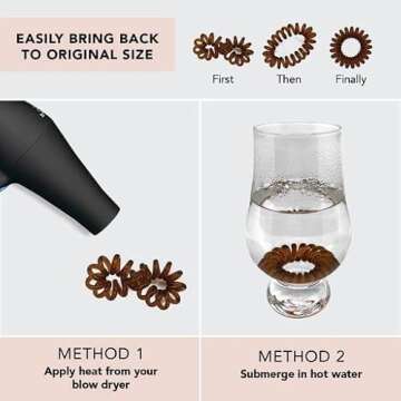 Kitsch Spiral Hair Ties for Women, Coil Hair Ties for Thick Hair, No Crease Hair Tie, Spiral Hair Ties No Damage, Hair Coils, Phone Cord Hair Ties for Thin Hair, Hair Ties Spiral, 8pc, 2pack Brunette