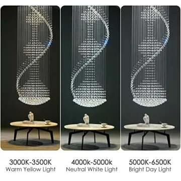 7PM Crystal Chandelier, Modern Large Spiral Raindrop Chandeliers, Flush Mount Pendant Light Fixture, Big Chandelier for High Ceiling, Entryway, Staircase, Foyer, Entrance D31.5 X H94.5