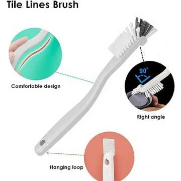 JIANYI Kitchen Scrub Brush, Angle Cleaning Brush, Right Angle Scrub Brushs for Sink Household Dish Pot Pan Edge Corners, Upgraded Stiff Brushes for Small Space Crevice Cleaning with Stiff Bristle