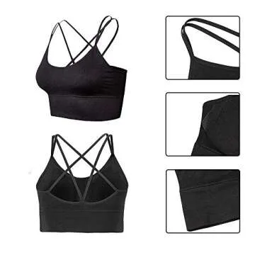 Lianshp Cross Back Strappy Padded Sports Bra - Purple Gray