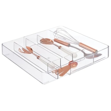 Adjustable Acrylic Kitchen Drawer Organizer - Clear & Expandable