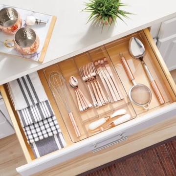 Adjustable Acrylic Kitchen Drawer Organizer - Clear & Expandable