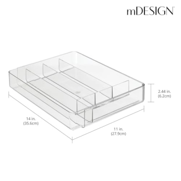 Adjustable Acrylic Kitchen Drawer Organizer - Clear & Expandable
