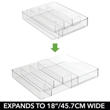 Adjustable Acrylic Kitchen Drawer Organizer - Clear & Expandable