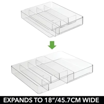 Adjustable Acrylic Kitchen Drawer Organizer - Clear & Expandable
