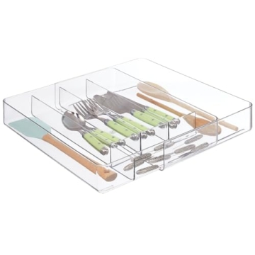 Adjustable Acrylic Kitchen Drawer Organizer - Clear & Expandable