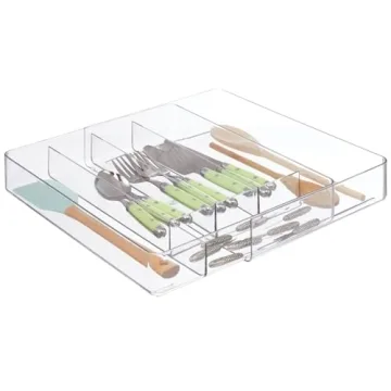 Adjustable Acrylic Kitchen Drawer Organizer - Clear & Expandable
