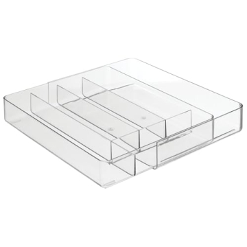 Adjustable Acrylic Kitchen Drawer Organizer - Clear & Expandable