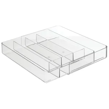 Adjustable Acrylic Kitchen Drawer Organizer - Clear & Expandable