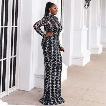 Elegant Miss ord Plus Size Sequin Maxi Dress for Formal Events