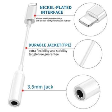 [Apple MFi Certified] iPhone 3.5 mm Headphone Jack Adapter, Lightning to 3.5mm Headphone Aux Audio Dongle Splitter Jack Adaptor Compatible for iPhone 11/11 Pro/XR/XS Max/X/8/7 Support All iOS System