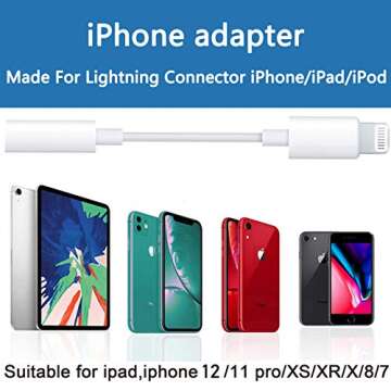 [Apple MFi Certified] iPhone 3.5 mm Headphone Jack Adapter, Lightning to 3.5mm Headphone Aux Audio Dongle Splitter Jack Adaptor Compatible for iPhone 11/11 Pro/XR/XS Max/X/8/7 Support All iOS System