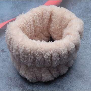 Sowaka 2 Pcs Wrist Spa Washband Microfiber Soft Tower Wrist Scrunchies Sweatbands for Women Girls Washing Face Make up Absorbent Prevent Liquid from Spilling Down Your Arms (Khaki)