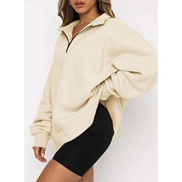 BLENCOT Women Half Zip Casual Sweatshirt - Oversized Comfort in Style