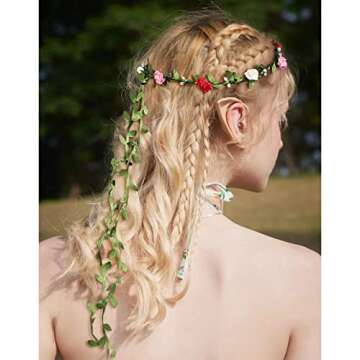 AWAYTR Bohemian Flower Crown Set - 9 Colorful Headbands