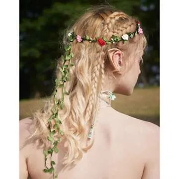 AWAYTR Bohemian Flower Crown Set - 9 Colorful Headbands