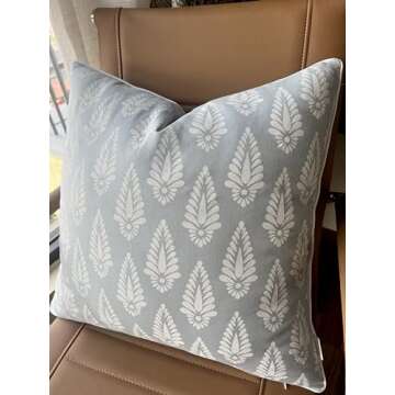 VAGMINE Block Printed Decorative Square Accent Throw Pillow Cover - Sofa, Chair, Couch, Living Room,...
