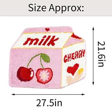 Fruit Cherry Bath Mat for Bathroom Cute Pink Bathroom Mats Non Slip Fruit Bath Mat Milk Cartoon Plush Shower Rug Absorbent Decor Bathtub Mat Washable
