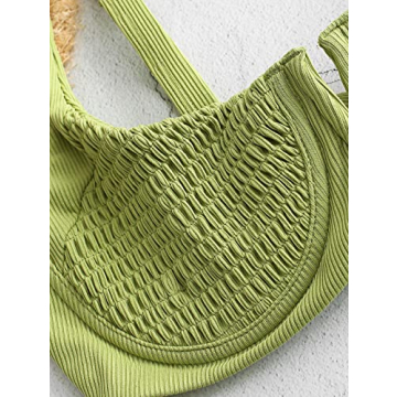 ZAFUL Women’s Ribbed Underwire Bikini High Cut Swimwear