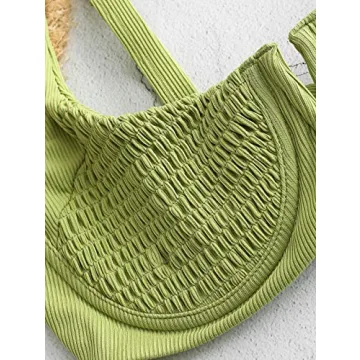 ZAFUL Women’s Ribbed Underwire Bikini High Cut Swimwear