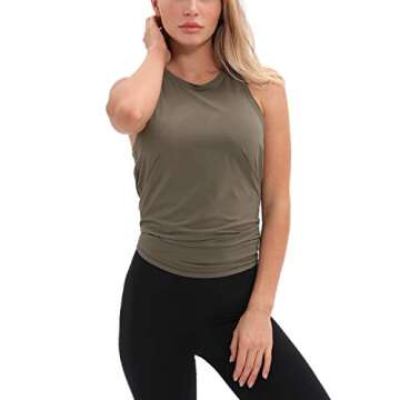 DREAM SLIM Workout Tank Tops for Women Sexy Sleeveless Yoga Athletic Shirts Tie Back Musle Tank (M, Green)