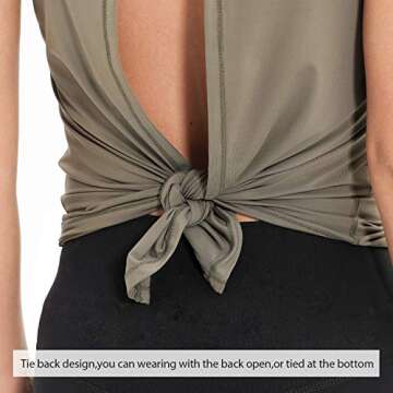 DREAM SLIM Workout Tank Tops for Women Sexy Sleeveless Yoga Athletic Shirts Tie Back Musle Tank (M, Green)