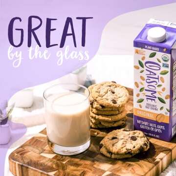 Oatsome Organic Oat Milk, 1-Liter Cartons, 6 Count, Regular, 202.86 Fl Oz