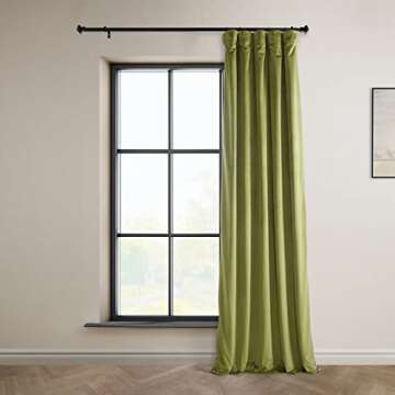 HPD Half Price Drapes Retro Green Velvet Curtains – 84" Long - Room Darkening Room Decor